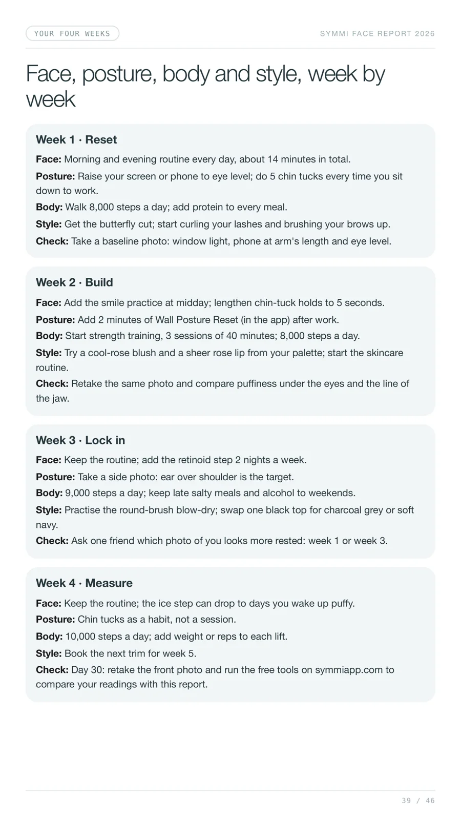 Four-week plan page