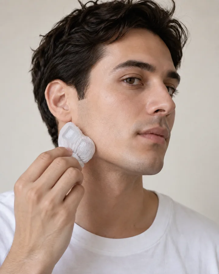 Morning ice de-puff routine