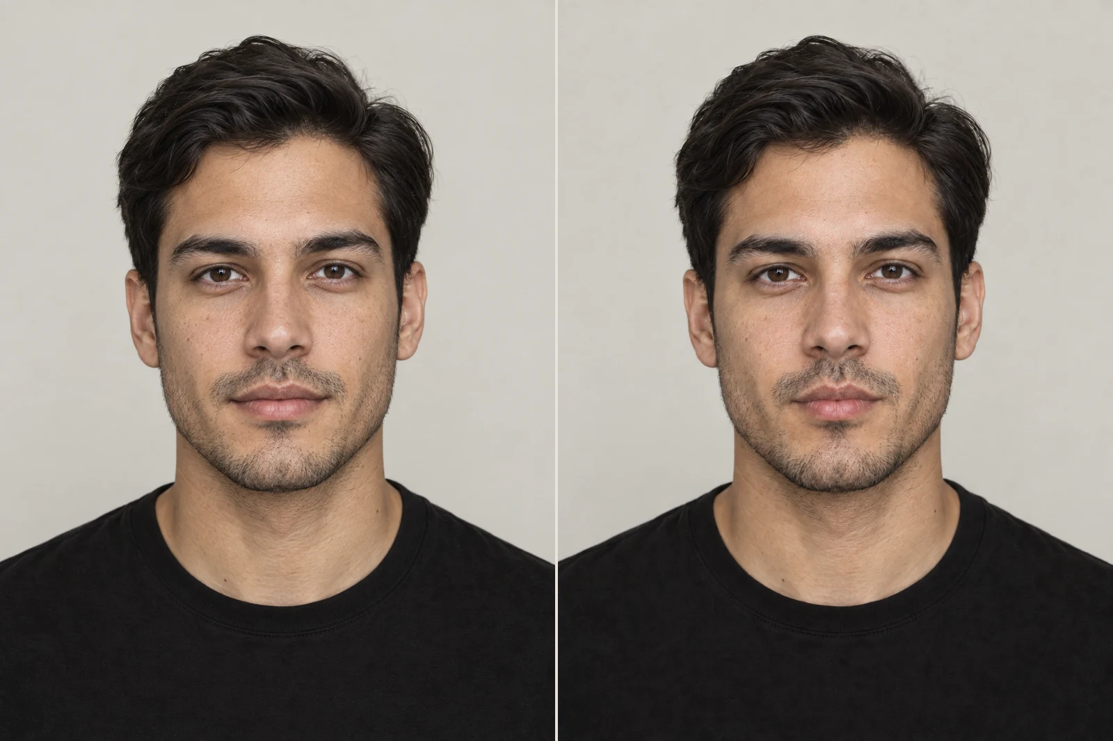 At rest (left), lips slightly pursed (right).